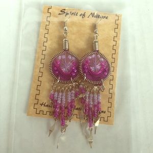Handcrafted dangle earrings with beading
